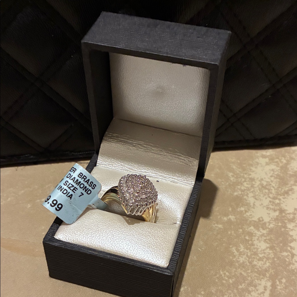 Gold Over Brass Genuine Diamond
